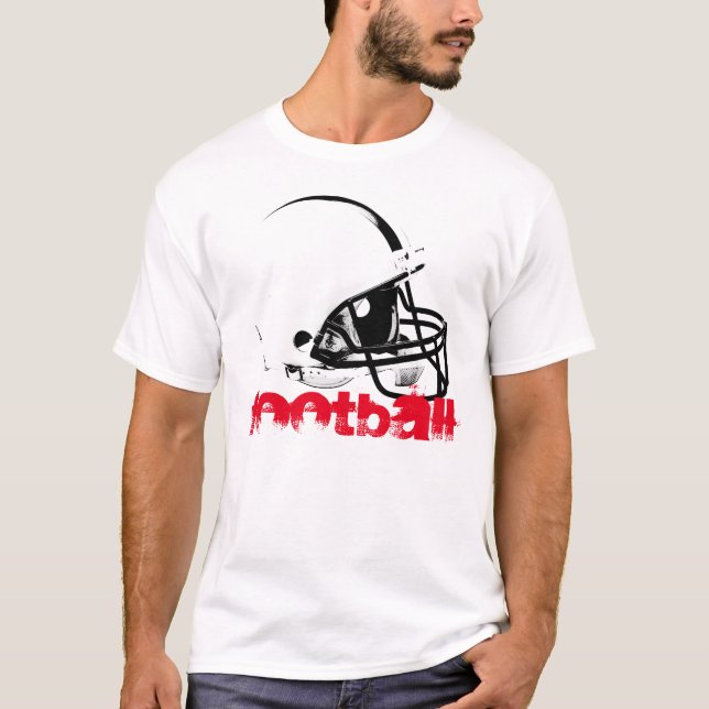 Casco de fútbol de arte pop rojo camiseta blanca (Anverso)