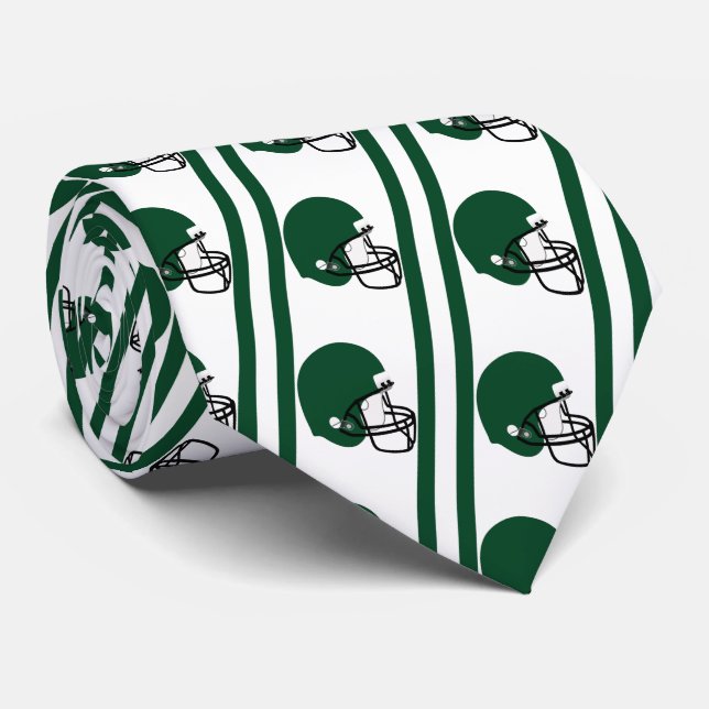 Casco verde de fútbol en corbata blanca (Enrollado)
