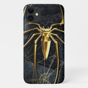 Para iPhone 11 araña dorada Funda de mármol negro-Mate Barely The