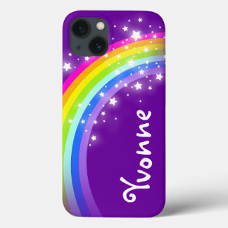 Arcoiris con nombre en funda de aire de ipad morad