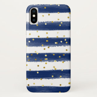 Para iPhone X Armada, franjas blancas, Funda de celda de confett