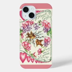 Para iPhone 15 Aves amorosas El día de San Valentín vintage Funda
