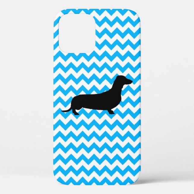 Case-Mate Para iPhone Chevron Azul Bebé Con Funda De Silhouette Dachshun (Reverso )