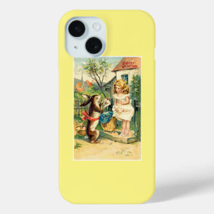Para iPhone 15 Chica de vacaciones y conejito Funda de Pascua Vin