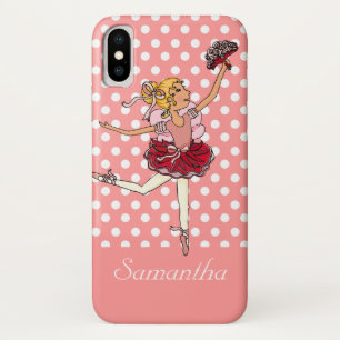 Para iPhone X Chicas bailarina pelo rubio rosa funda de nombre p
