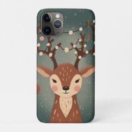 Para iPhone 11 Pro Ciervo de Navidad acogedor con adornos y funda par