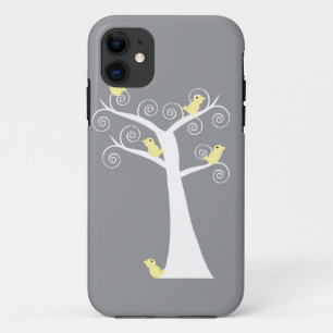 Para iPhone 11 Cinco pájaros amarillos en un Funda de árbol