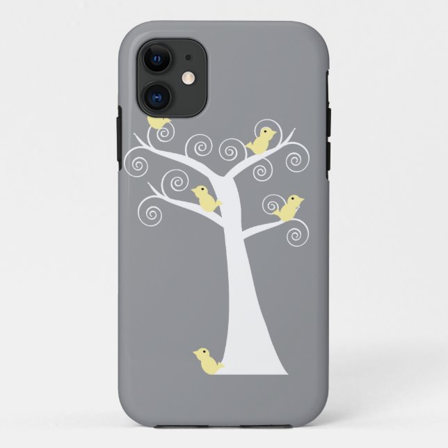 Case-Mate Para iPhone Cinco pájaros amarillos en un Funda de árbol (Reverso)
