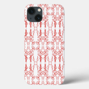 Para iPhone 13 Contorno de amapola, rojo sobre blanco, Funda de e