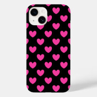 Corazones de polka rosa fucsia en iPhon, Funda neg