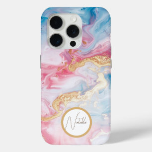 Para iPhone 15 Pro Elegante Funda de escritura glamorosa de color pas
