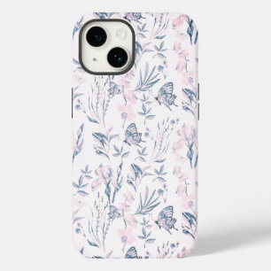 Funda Para iPhone 14 De Case-Mate Elegante Funda floral de mariposa rosa azul vintag