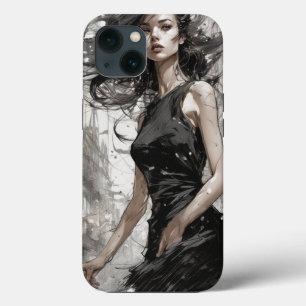 Para iPhone 13 Elegante Vintage Black Vress Funda de moda LBD