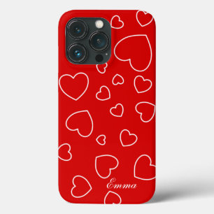Para iPhone 13 Pro Emma - o su nombre, plantilla, Funda de corazón-M