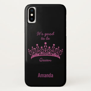 Para iPhone X Es bueno ser Purpurina Reina Rosa Corona Funda de 