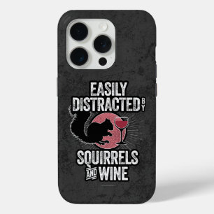 Para iPhone 15 Pro Fácilmente distrado por ardillas y Funda de vino