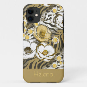 Para iPhone 11 Flores amarillas y blancas en un Funda de fondo de