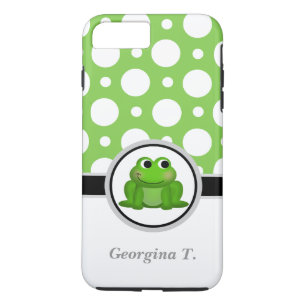 Funda 7 Plus de Dot de Polka verde y blanco escarc