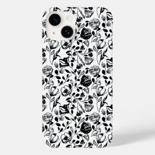 Funda Para iPhone 14 De Case-Mate Funda blanco y negro de mano dibujado con flores