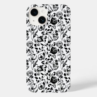 Funda Para iPhone 14 De Case-Mate Funda blanco y negro de mano dibujado con flores