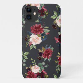 Para iPhone 11 Funda Bonito elegante con flores de color rosa de 