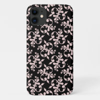 Funda Chic Rococo Rosa Patrón de Adorno Negro -Ma