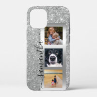 Funda con foto de Monograma Brillo Rosa Dorado Man