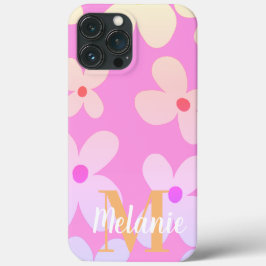 Para iPhone 13 Pro Max Funda con nombre de patrón de flor genial naranja 