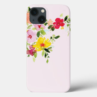 Para iPhone 13 Funda de acuarela de jardín floral rosa Rubor Mate
