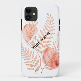 Para iPhone 11 Funda de Acuarela Floral de Arte de Línea Minimali