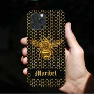 Para iPhone 13 Pro Max Funda de Beehive Hexagon de la Reina del Oro