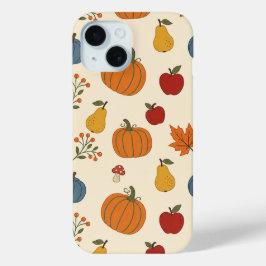 Para iPhone 15 Funda de Calabazas de Cosecha de Otoño Fruta Patró