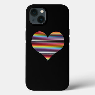 Funda de corazón de cable de cinta de arcoíris par