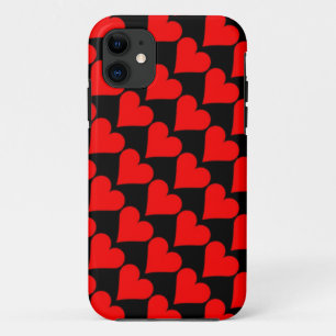 Para iPhone 11 Funda de corazones de amor rojo negro