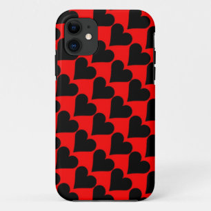 Funda de corazones de amor rojo negro