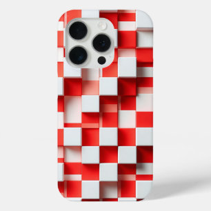 Para iPhone 15 Pro Funda de cubo geométrico rojo y blanco 3D moderna 