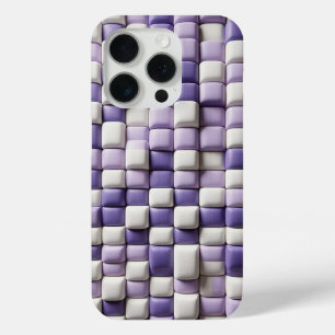 Para iPhone 15 Pro Funda de cubo morado y blanco 3D moderna - Abstrac
