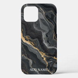 Para iPhone 12 Funda de diseño de mármol de lujo - Añadir su nomb