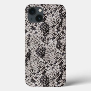 Para iPhone 13 Funda de diseño de piel de serpiente negro y gris