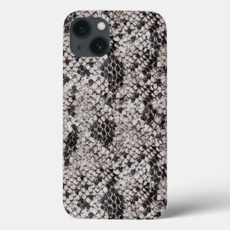 Para iPhone 13 Funda de diseño de piel de serpiente negro y gris