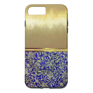Para iPhone 8 Plus/7 Plus Funda de diseño dorado floral de bonito azul Guay