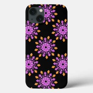 Para iPhone 13 Funda de flores de neón rosado y naranja-Estuche p