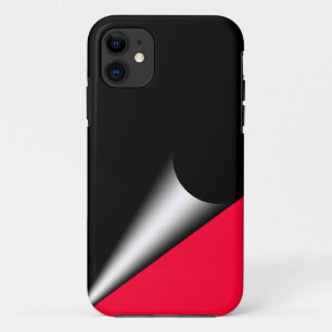 Para iPhone 11 Funda de Funda-mate de curl de página roja negra