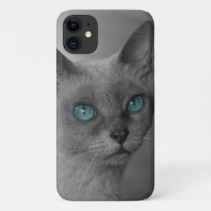 Para iPhone 11 Funda de gato con ojos azules Mate Samsung Galaxy