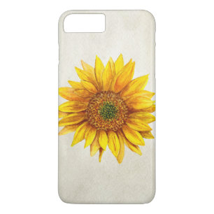 Para iPhone 8 Plus/7 Plus Funda de girasoles. Flor amarilla de acuarela rúst