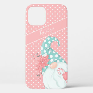 Para iPhone 12 Pro Funda de Gnome de Feliz Navidad con lunares de pas