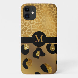 Para iPhone 11 Funda de impresión de oro y de animales negros - M