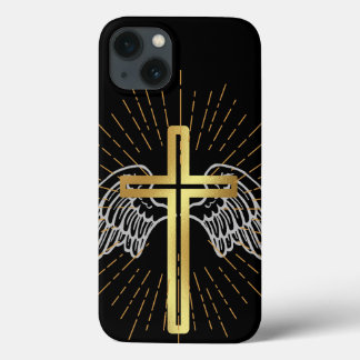 Para iPhone 13 Funda de la Cruz Dorada