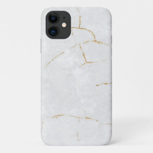 Para iPhone 11 funda de mármol blanco dorado Mate Barely There