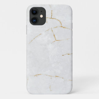 Para iPhone 11 funda de mármol blanco dorado Mate Barely There